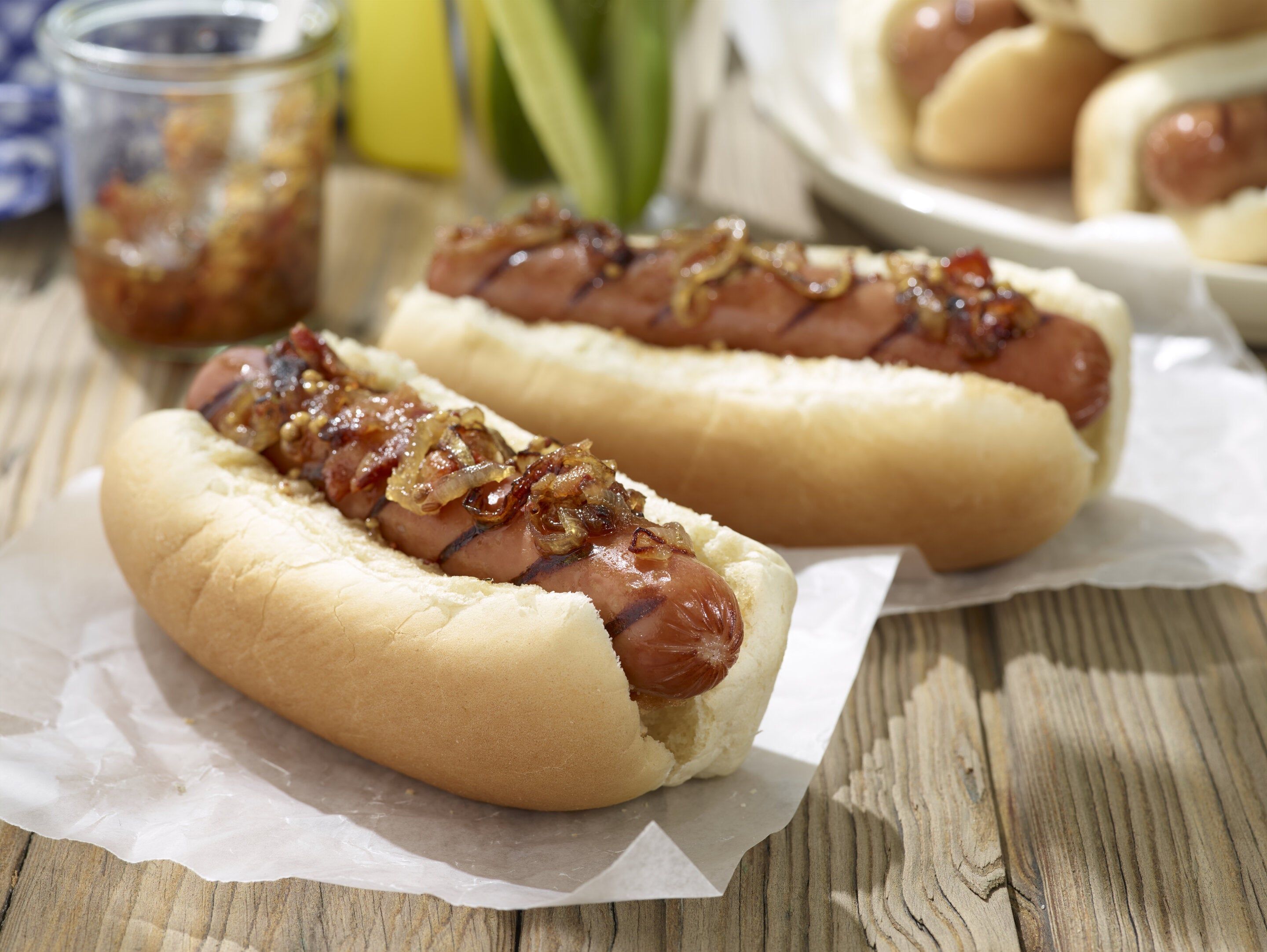 Smoked Sausage with Bacon & Onion Marmalade