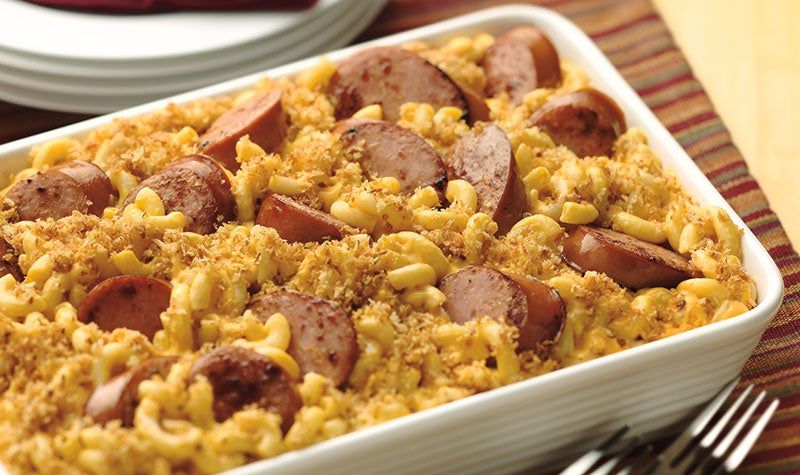 Smoked Sausage with Homemade Macaroni and Cheese