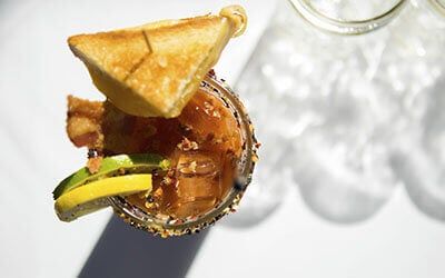 Bloody Mary with Mini Bacon Grilled Cheese Topper