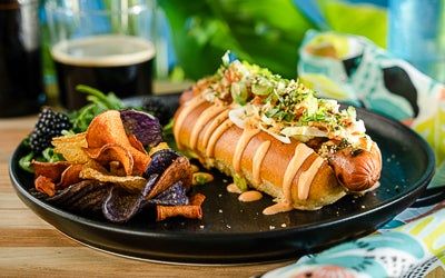 Hot Dogs with Spicy Kimchi Slaw Recipe