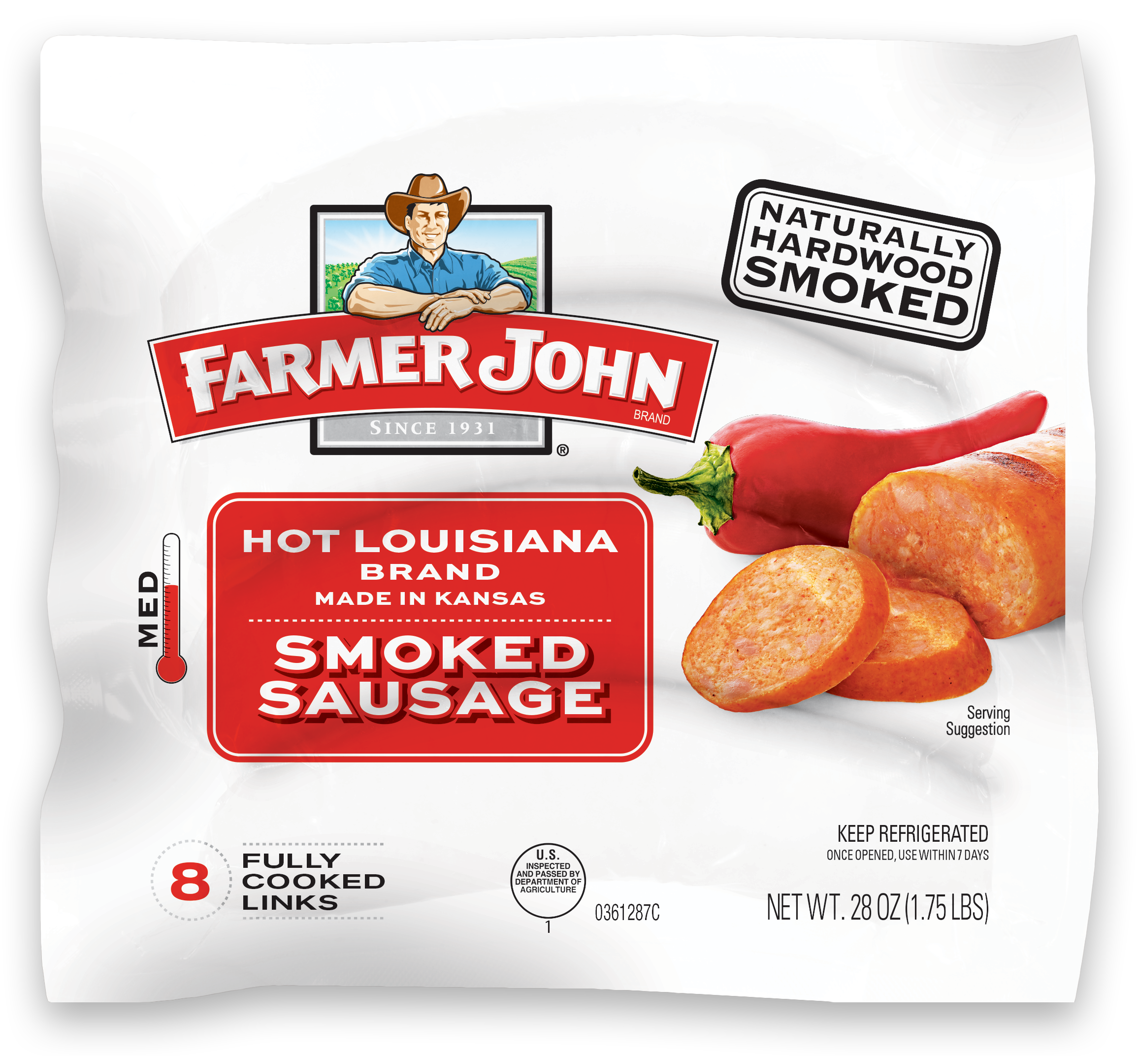 Hot Louisiana Smoked Sausage 42oz.