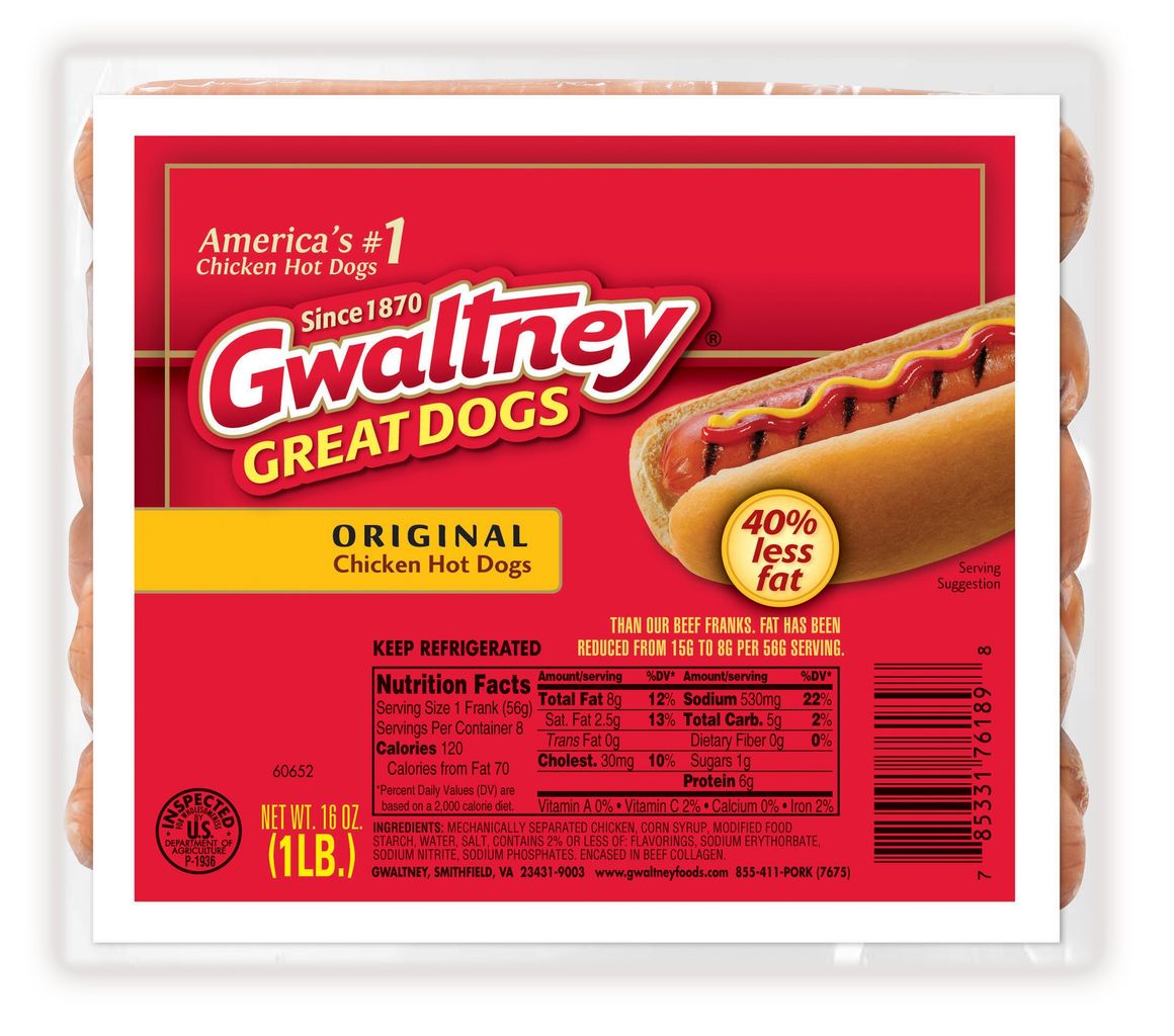 Original Chicken Hot Dogs 16oz. Gwaltney Foods