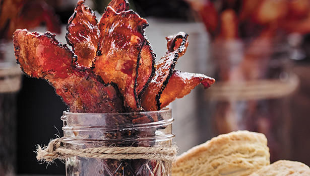 Cooked Bacon in a Glass Jar