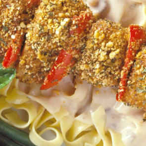 breaded pork pasta dish 