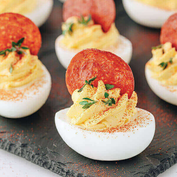 Deviled Eggs with Pepperoni
