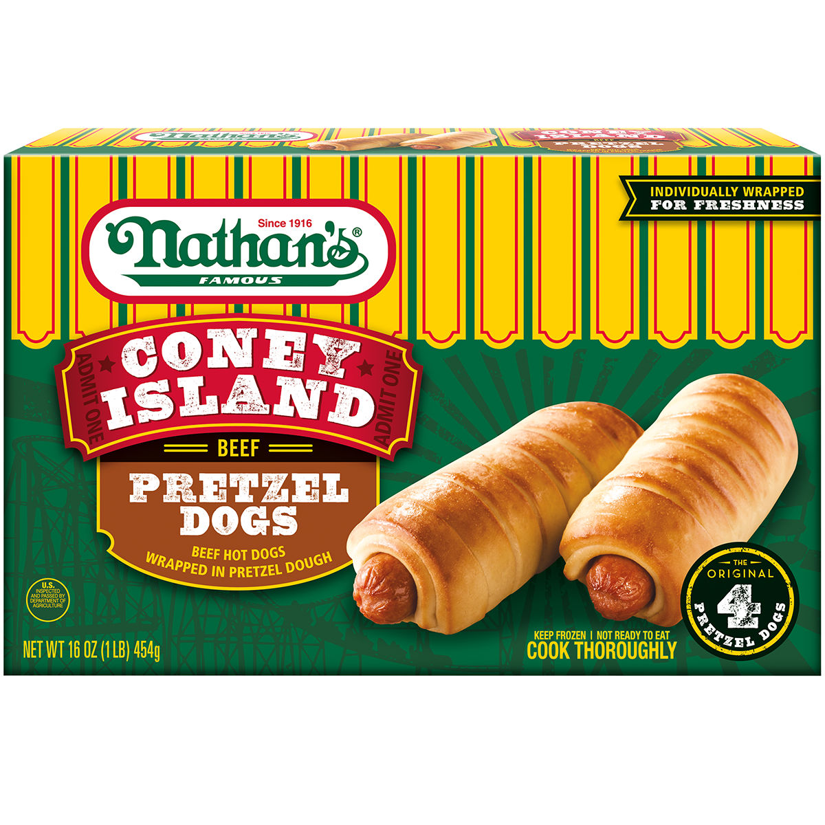 Coney Island Pretzel Dogs, Beef Hot Dogs Wrapped in Pretzel Dough - 4