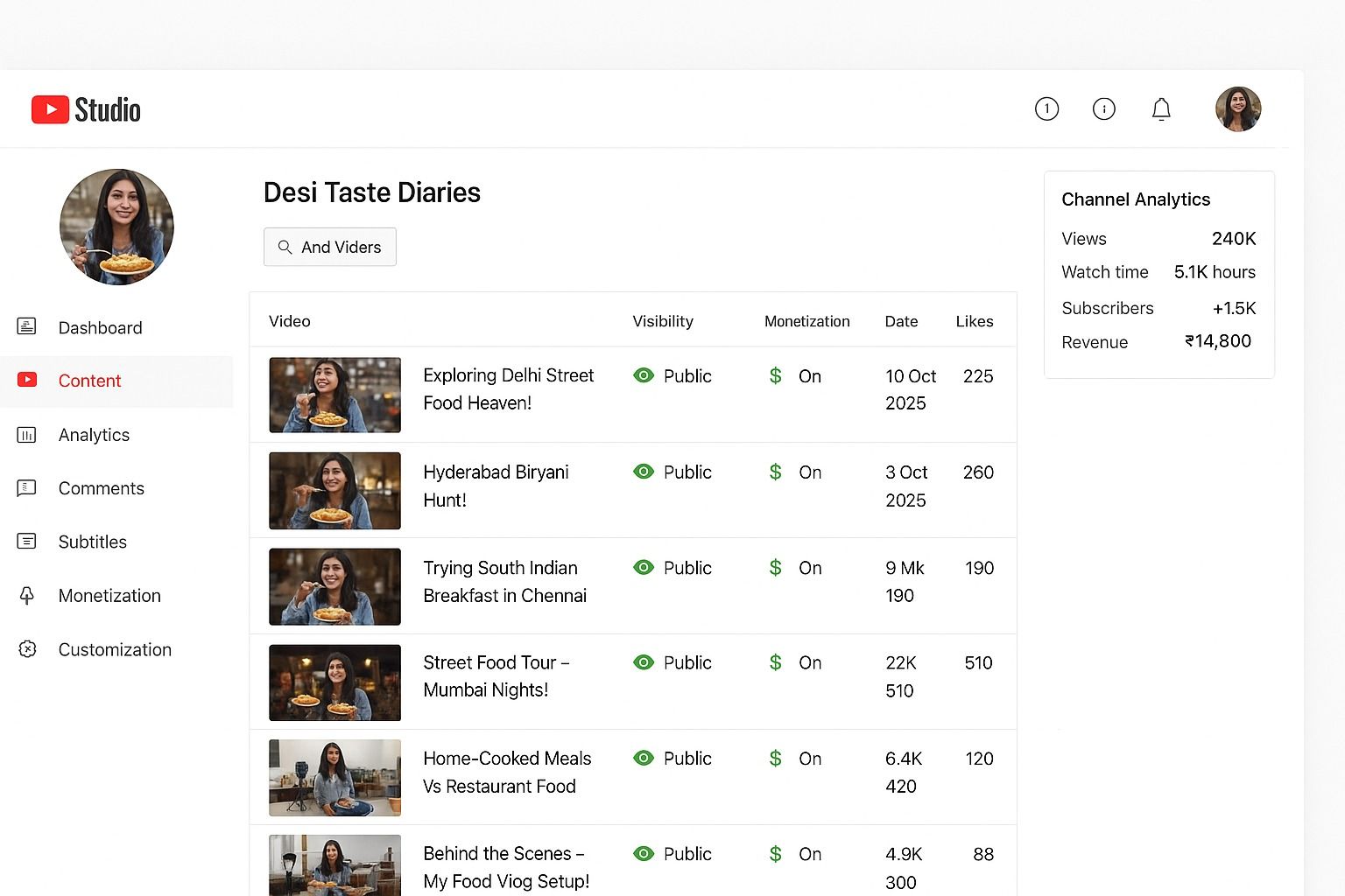 Monetized Channel Example 5