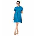 Sniggle Women Empire Waist Rayon Dubble Pockets  Blue Dress