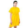 Sniggle Women Empire Waist Rayon Dubble Pockets Yellow Dress