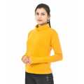 Sniggle Solid Women Cotton High Neck Full Sleeve Yellow T-Shirt