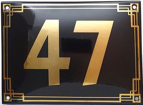 Luxe emaille huisnummer Art Deo