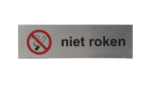 Niet Roken deurbordje | Aluminium | Zelfklevend | TekstPictogram