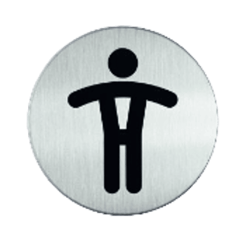 Pictogram Heren Toilet | Opdruk zwart | Materiaal RVS | Lasertechniek | Zelfklevend