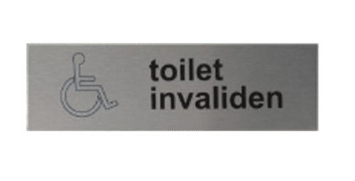 Deurbordje Toilet Invaliden | Zelfklevend Aluminium | Tekst/Pictogram