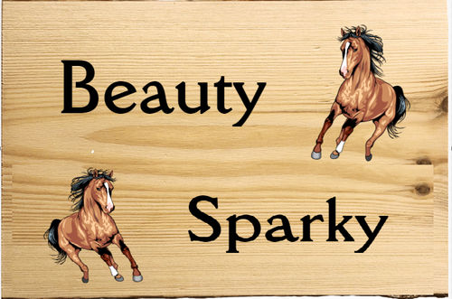 Naambord Paarden van hout