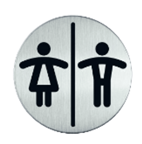 RVS pictogram Dames en Heren Toilet | RVS | Opdruk zwart | Lasertechniek | Zelfklevend