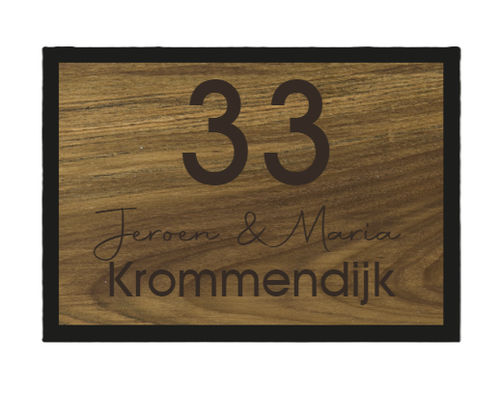 Naambord van teakhout