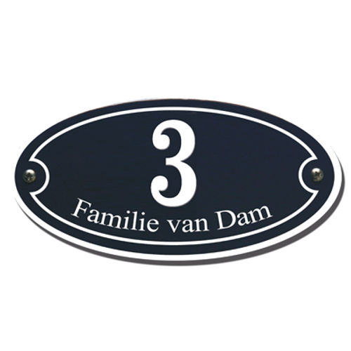 Combinatiebord met naam en husnummer ovaal