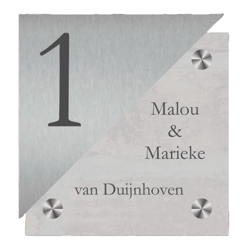 Glazen naambord met rvs voorplaat
