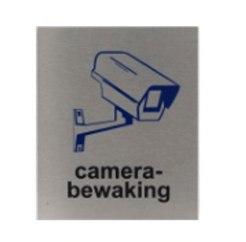 Pictogram Camera Bewaking | Aluminium RVS Look | Zelfklevend