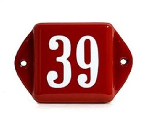 Emaille huisnummertje Oor model