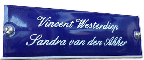 Klein emaille naambordje