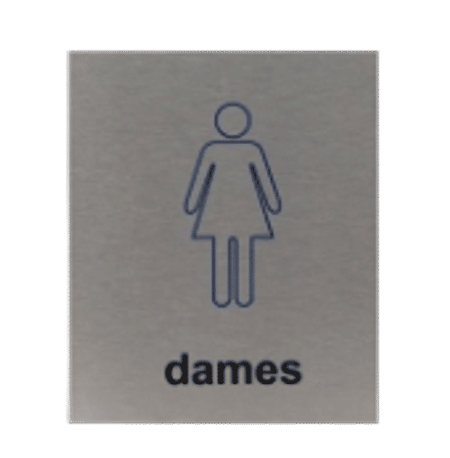Pictogram Dames Toilet/WC .| Aluminium RVS Look | Zelfklevend