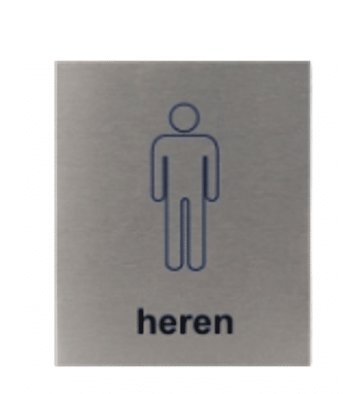 Pictogram Heren Toilet | Aluminium RVS Look | Zelfklevend