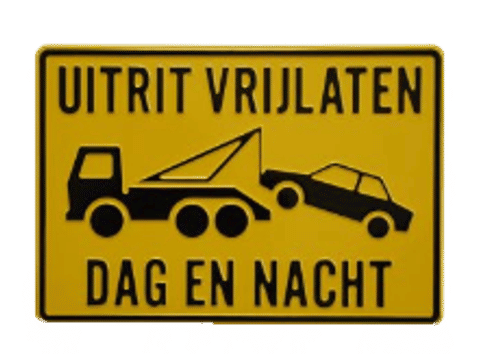 Uitrit Vrijlaten. Dag en Nacht | Tekst en Pictogram bord | Geperst Aluminium | Drie Kleurcombinaties