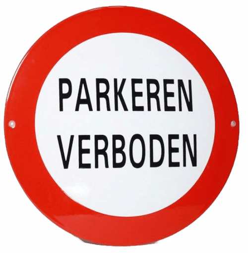 Groot Emaille Verbodsbord : Parkeren Verboden