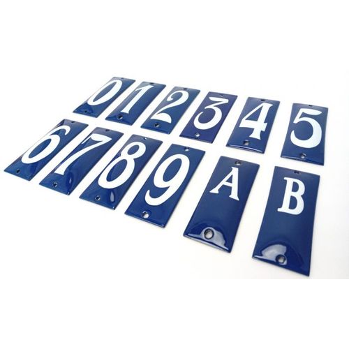 Emaille huisnummers blauw-wit  koppelbaar