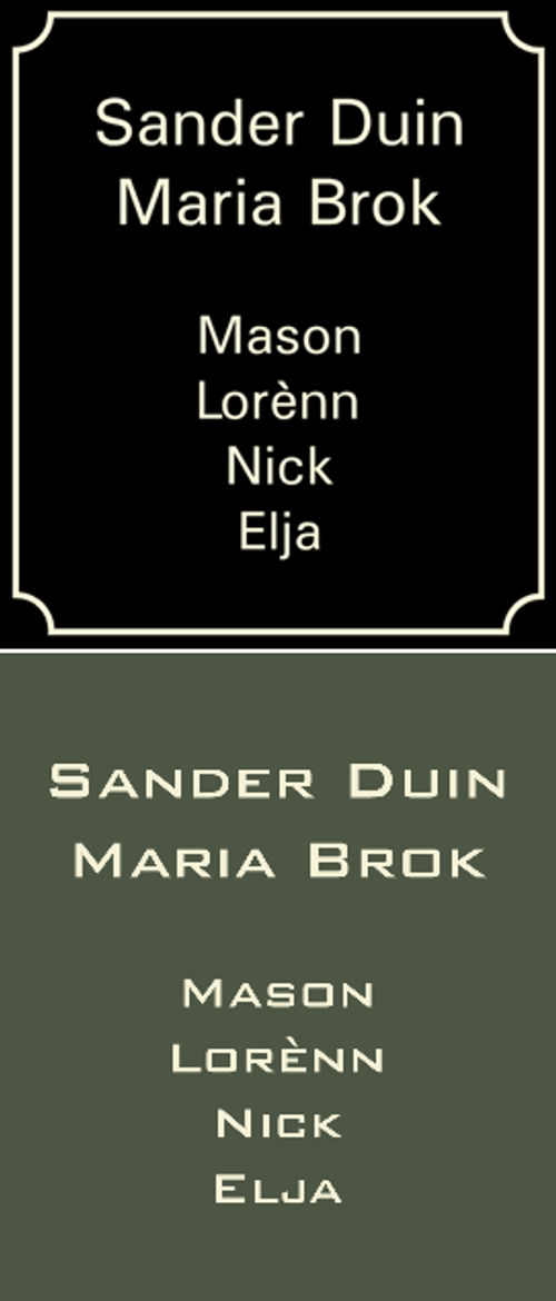 Naamplaten eigen tekst emaille