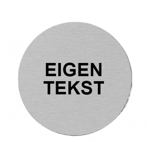 RVS pictogram EIGEN TEKST | Opdruk zwart | Lasertechniek | Zelfklevend