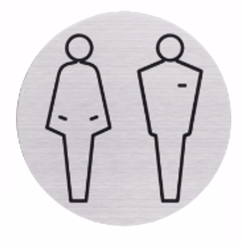 RVS pictogram ManVrouw Toilet | Opdruk zwart | Lasertechniek | Zelfklevend