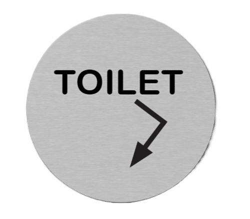 Pictogram Toilet | Pijl wijzend naar Beneden | Opdruk zwart | Lasertechniek | Zelfklevend