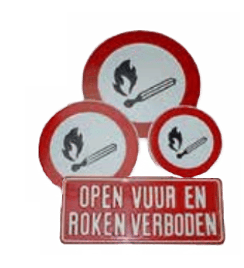 Verbodsborden Open Vuur en Roken Verboden | Geperst Aluminium | 4 Modellen