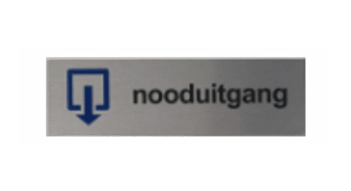 Zelfklevend Aluminium deurbordje | Tekst/Pictogram: Nooduitgang