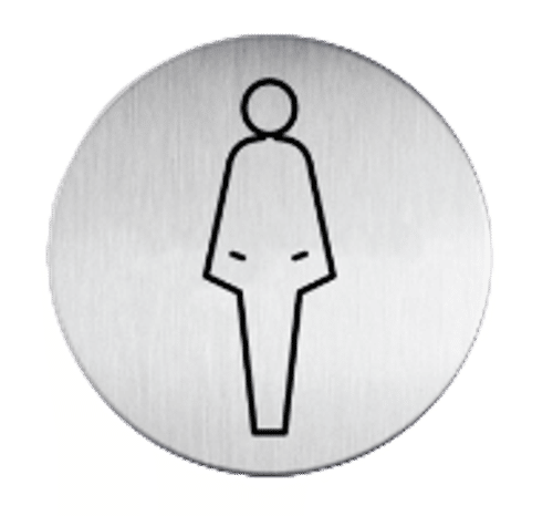 RVS pictogram Toilet vrouw| Opdruk zwart | Lasertechniek | Zelfklevend