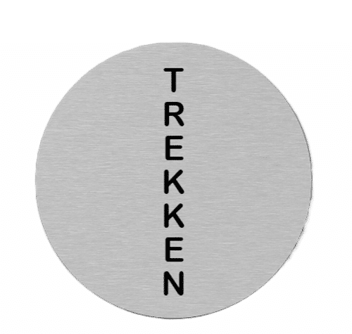 Pictogram tekst Trekken | RVS | Opdruk zwart | Lasertechniek | Zelfklevend