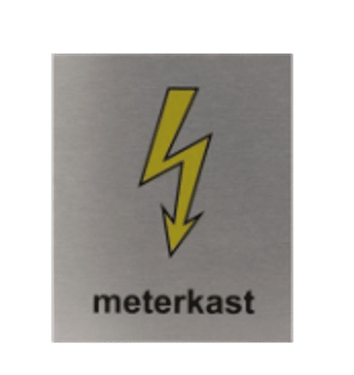 Pictogram Meterkast | Aluminium RVS Look | Zelfklevend