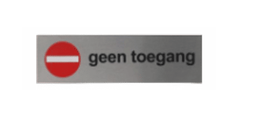 Verboden Toegang naambordje | Zelfklevend | Aluminium| Tekst/Pictogram: Geen Toegang