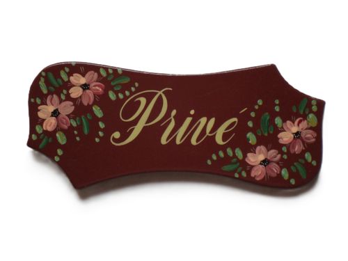 Houten naamplaat handgeschilderd met bloemdecoratie