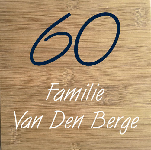 Bamboe vierkant naamplaat | Verschillende tekst kleuren