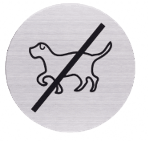 RVS pictogram Verboden voor Honden | Opdruk zwart | Lasertechniek | Zelfklevend
