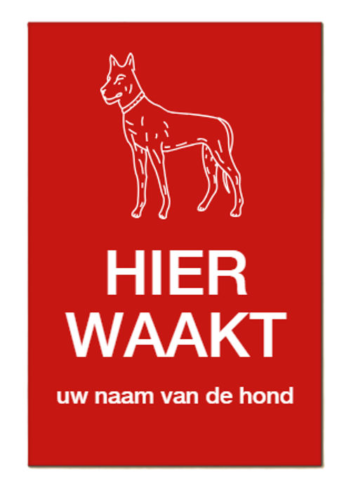 Kunststof naambord met afbeelding hond