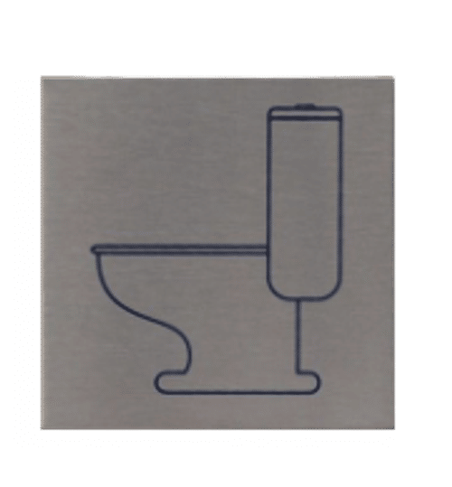 Vierkant Pictogram Toilet | Aluminium RVS Look | Zelfklevend