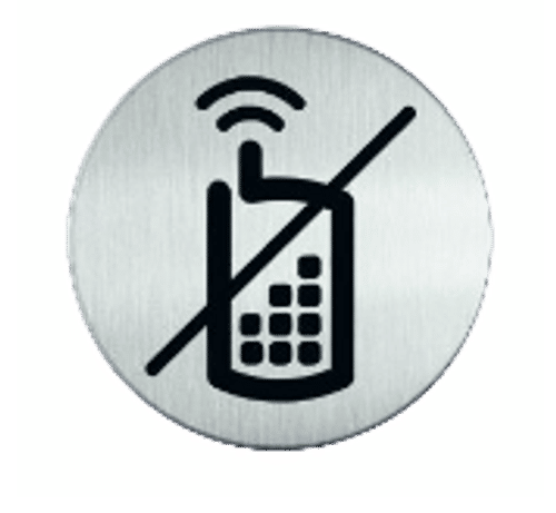 RVS pictogram GSM Verboden | Opdruk zwart | Lasertechniek | Zelfklevend