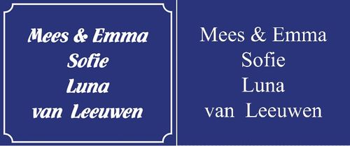 Naambord met eigen tekst voordeur