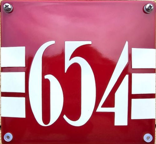 Emaille huisnummer ArtDeco