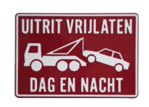 Uitrit Vrijlaten. Dag en Nacht | Tekst en Pictogram bord | Geperst Aluminium | Drie Kleurcombinaties